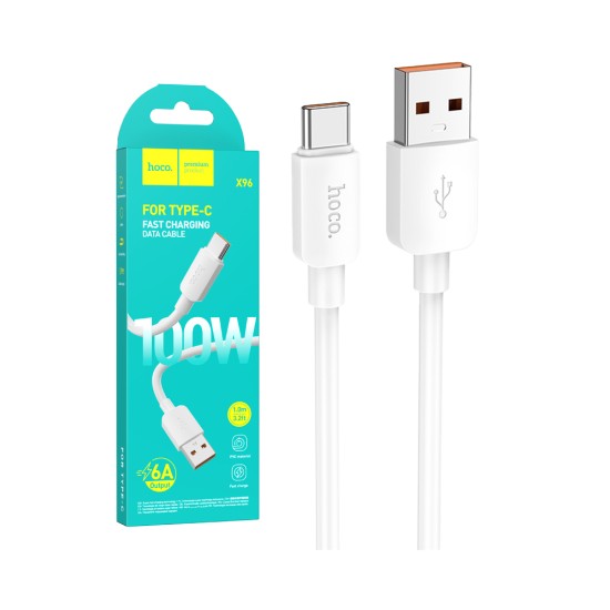 Cabo de Carregamento Hoco X96 Fast Hyper 100W 3A Type-c Branco Cabo de Carregamento Hoco X96 Fast Hyper 100W 3A Type-c Branco
